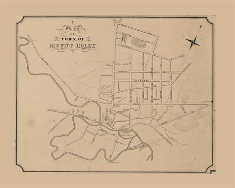 Mount Holly Northampton, New Jersey 1849 Old Town Map Custom Print ...