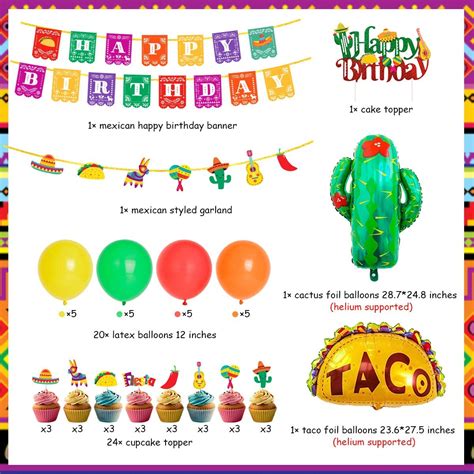 Mexican Themed Birthday Party Decorations Fiesta P... - Grandado