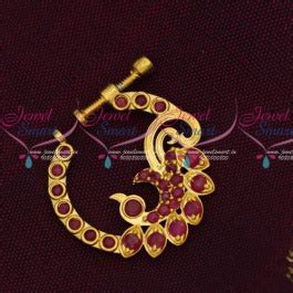 N14218 Stylish Gold Plated AD Nath Nose Pin Screw Lock Non Piercing ...