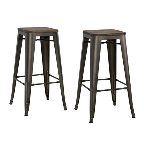 DHP Set of 2 Antique Copper 29.5-in H Bar height Metal Bar Stool at ...