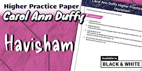 Carol Ann Duffy Higher Practice Paper: Havisham