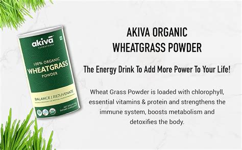 Buy Akiva Superfoods Certified Organic Wheatgrass Leaf Powder, 100 ...
