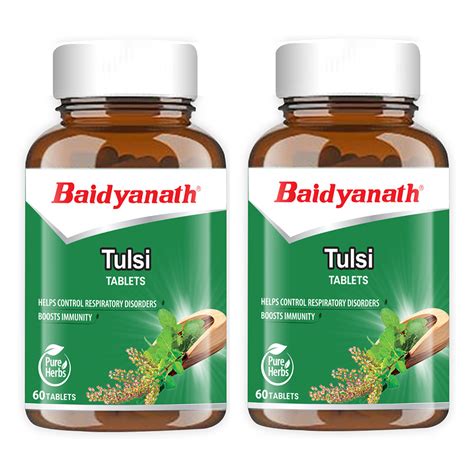 Baidyanath Tulsi Tablets – Pure Herbs (60 Tablets) Pack of 2 ...