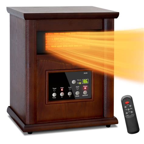 LifePlus 1500W Indoor Electric Infrared Heater with LED, Remote, 12H ...