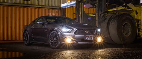 Ford Mustang GT, Vehicle, Car, Headlights, Night, Muscle cars Wallpapers HD / Desktop and Mobile ...