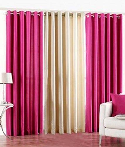 Buy Galaxy Decorations Pack of 3 Plain Eyelet Long Door Curtain-2 Pink ...
