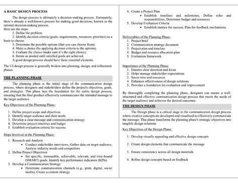 UID 16 marks - temp - A BASIC DESIGN PROCESS 4. Create a Project Plan ...