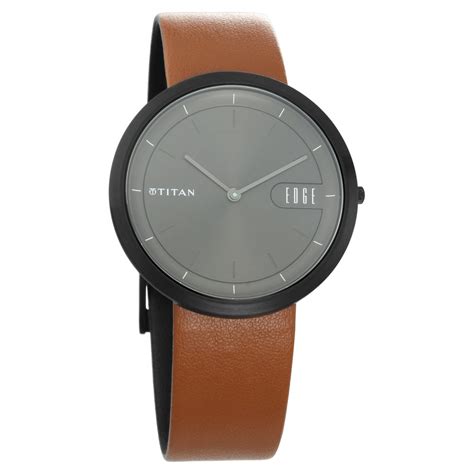 Buy Online Titan Edge Zen Anthracite Dial Analog Leather Strap watch ...