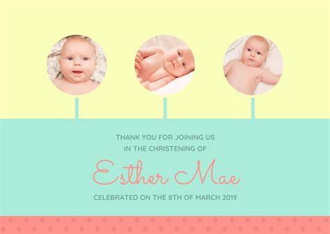 Free, printable custom christening thank you card templates | Canva