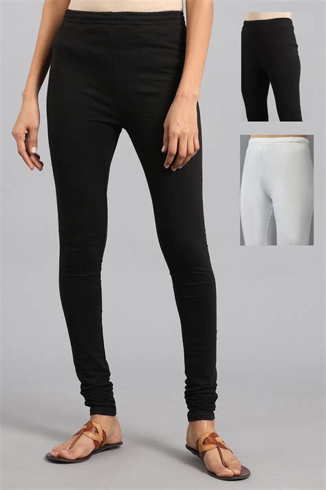 Buy Combo Pack Of Black And White Solid Churidar @ 1199 | W for woman ...