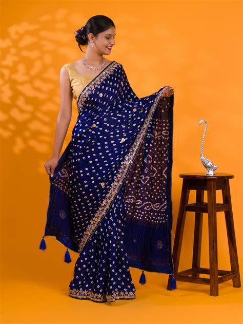 KcPc New Moda Silk Bandhej Gotapatti Work Saree AMT – KCPC Bandhani