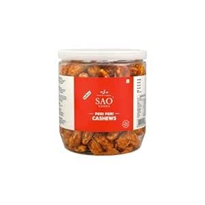 SAO FOODS Peri Peri Roasted Cashews 250 gm | PET Jar With Tin Cap ...