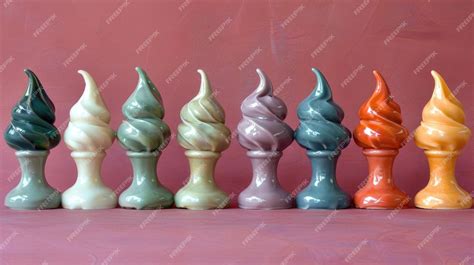 Premium Photo | Miniature ice cream cones in assorted fruity flavors ...