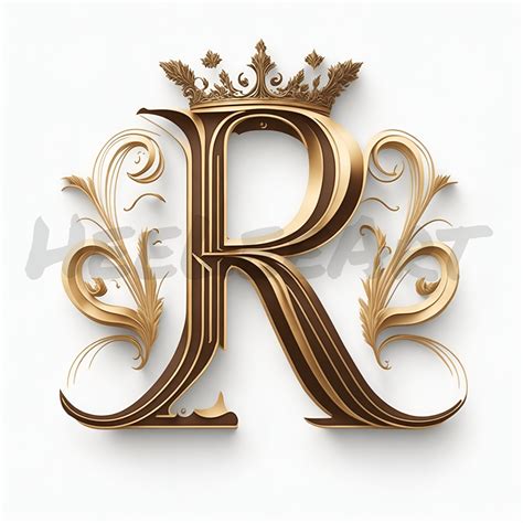 Letter R Golden Crown Alphabet Monogram Initials on White Background Digital Download, Ready to ...