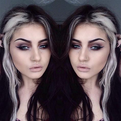 Black Hair With White Stripe - Room Decor Ideas