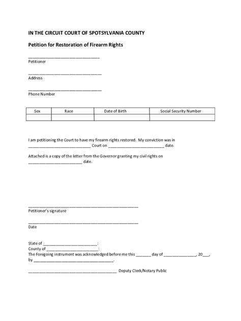 Fillable Online IN THE CIRCUIT COURT OF SPOTSYLVANIA COUNTY Petition ...