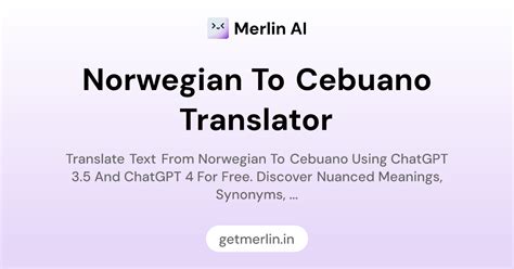 Norwegian to Cebuano Translator