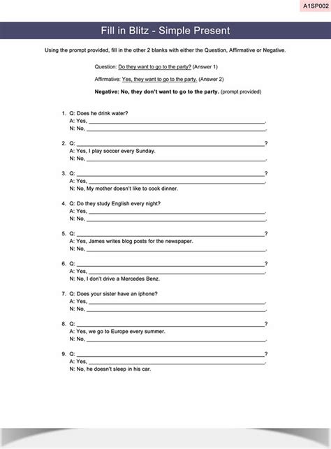 Image result for Free Printable Worksheet Simple Present