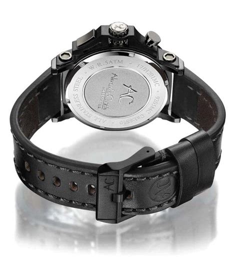 Alexandre Christie Mens 47 mm Chronograph Black Dial Leather Analogue