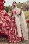 Buy Red Organza, Shantoon And Crepe Satin Pearl, Bahaar Print, Anarkali ...