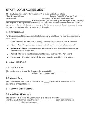 Staff Loan Agreement Template - Fill and Sign Printable Template Online