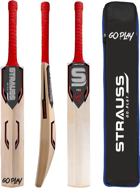 Strauss Pro Cricket Bat | Kashmir Willow Tournament Match Bat with Grip ...