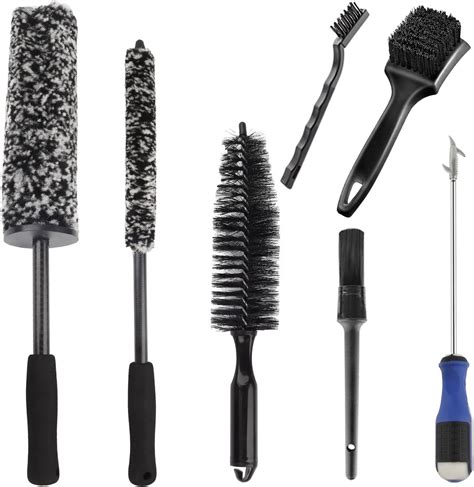 Outigu Car Wheel Brush Kit - 7PCS Wheel Cleaning Tool, Different Sizes Microfiber Bendable Wheel ...