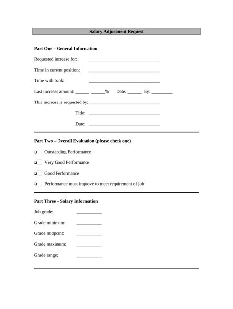 Salary Adjustment Request Form - Blank Fillable Template | Fill Out ...