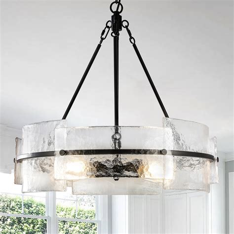 Amazon.com: Modern Dining Room Chandelier 22” Black Textured Glass ...