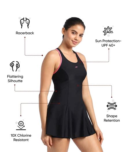 Buy Speedo Reacerback Swimdress Essential With Boyleg Black-Fandango ...