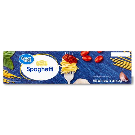 Great Value Spaghetti Pasta 16oz Box, 8 Servings, Ideal for Family ...