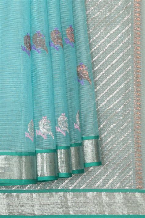 Zari Kota Sky Blue Saree – Kalanjali