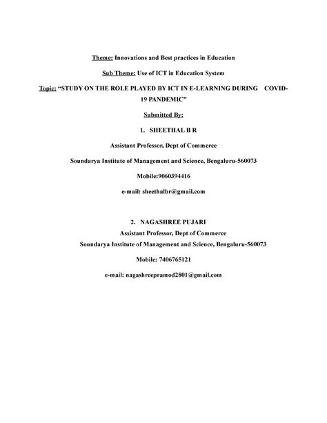 ICT- Jain university conference - Theme: Innovations and Best practices ...