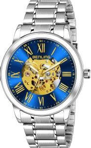 Benling 1025-BLU-SLVR Analog Watch Automatic Mechanical Movement ...