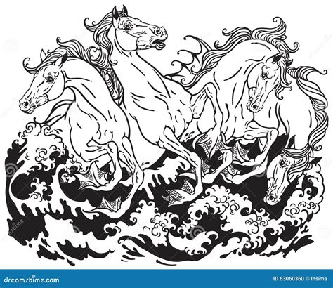 Four Mythological Seahorses Stock Vector - Illustration of fantasy ...