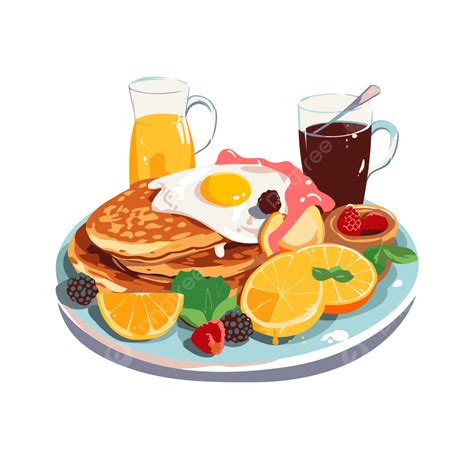 Cartoon Breakfast Clip Art Meat Breakfast Kids Vector Images