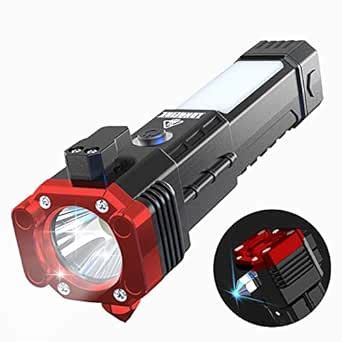 Proberos® Torch Light Rechargeable with USB Output Port, Window Breaker ...