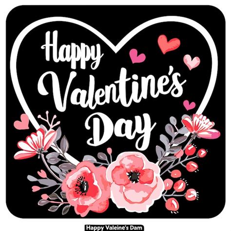 Joyeux Saint Valentin Autocollant Clipart Rose Rose Floral Amour Cadeau ...