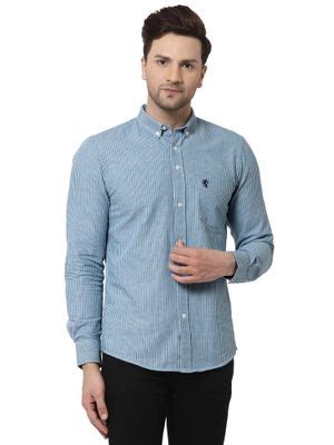 Buy Red Tape Men Blue Stripes Casual Shirt (2XL) Online