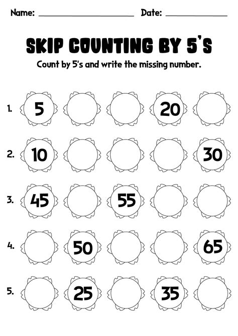 Skip Counting By 5 Worksheets