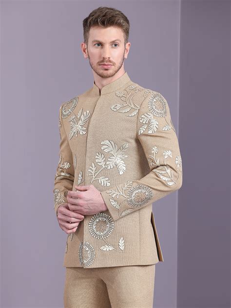 Jodhpuri Suit with Lazercut Computer Embroidery