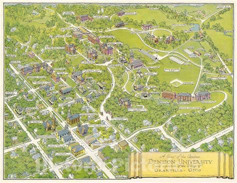 Historic Map - A View of The Campus : Denison University and a Portion ...
