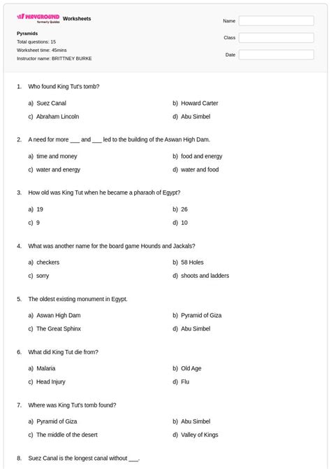 50+ Pyramids worksheets for Class 5 on Wayground | Free & Printable