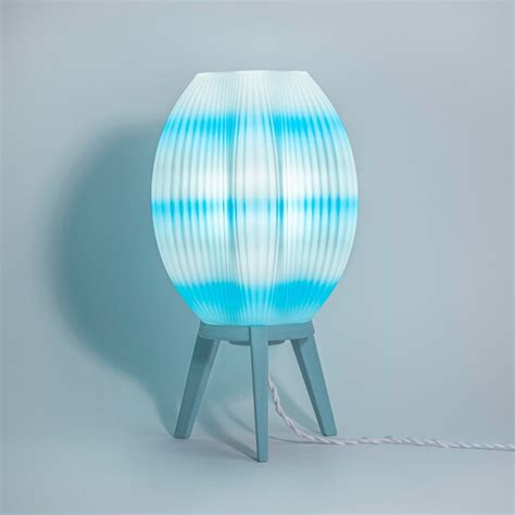 JONATHAN Y Wavy Contemporary Plant 3D Printed Lamp 16.5-in Blue/White ...