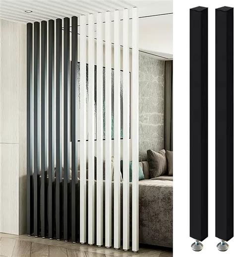 Wood Slat Room Divider Screens for Living Room Adjustable Height Office ...