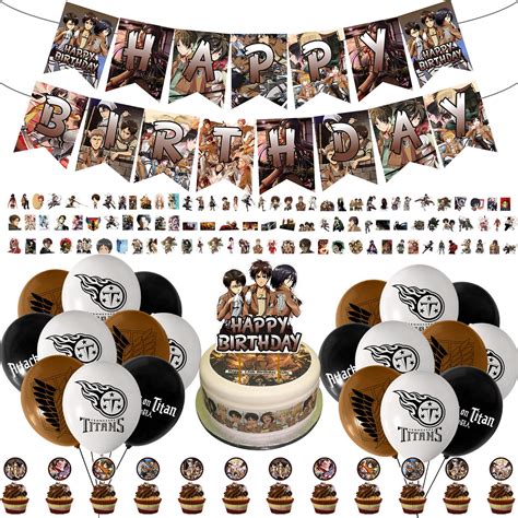 Buy 138 Pcs Attack on Titan Party Decoration, Happy Birthday Banner ...