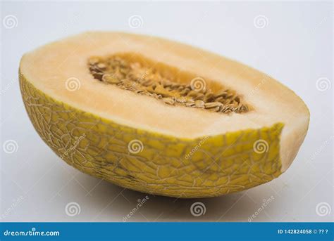 Growing Mature Golden Yellow Chinese Hami Melon Stock Photo - Image of ...
