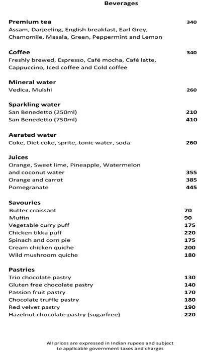 Menu at The Bakery - Hyatt Regency Hotel (Closed), Mumbai