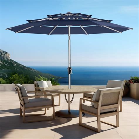 9ft Aluminum Patio Umbrella - 3 Tiers Vented Outdoor Commercial Market ...