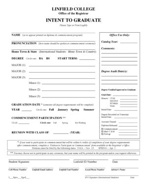 Fillable Online linfield FORM Intent to Graduate 0706.rtf - linfield ...